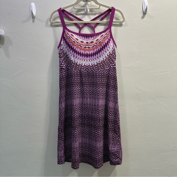 Prana Cora Ikat Tank Dress Violet Sol Purple Built In Bra Medium - Picture 2 of 8